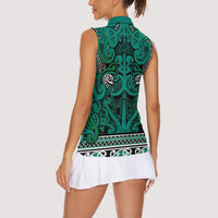 Aotearoa Iwi Ngai Tahu Women Sleeveless Polo Shirt Maori Wharenui House Tribal Pattern LT9 - Polynesian Pride
