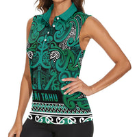 Aotearoa Iwi Ngai Tahu Women Sleeveless Polo Shirt Maori Wharenui House Tribal Pattern LT9 - Polynesian Pride