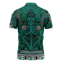 Aotearoa Iwi Ngai Tahu Zipper Polo Shirt Maori Wharenui House Tribal Pattern LT9 - Polynesian Pride