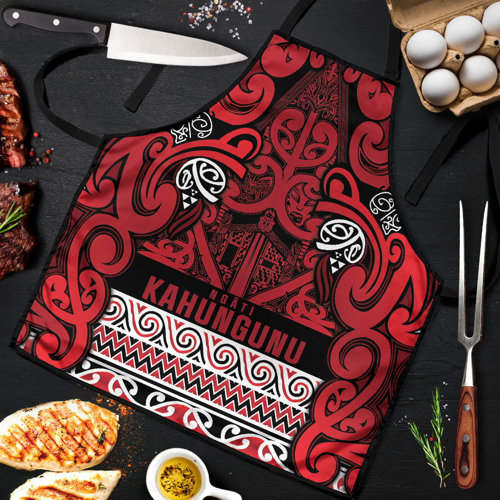 Aotearoa Iwi Ngati Kahungunu Apron Maori Wharenui House Tribal Pattern LT9 Dark red - Polynesian Pride