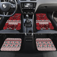 Aotearoa Iwi Ngati Kahungunu Car Mats Maori Wharenui House Tribal Pattern LT9 Set 4pcs Dark red - Polynesian Pride