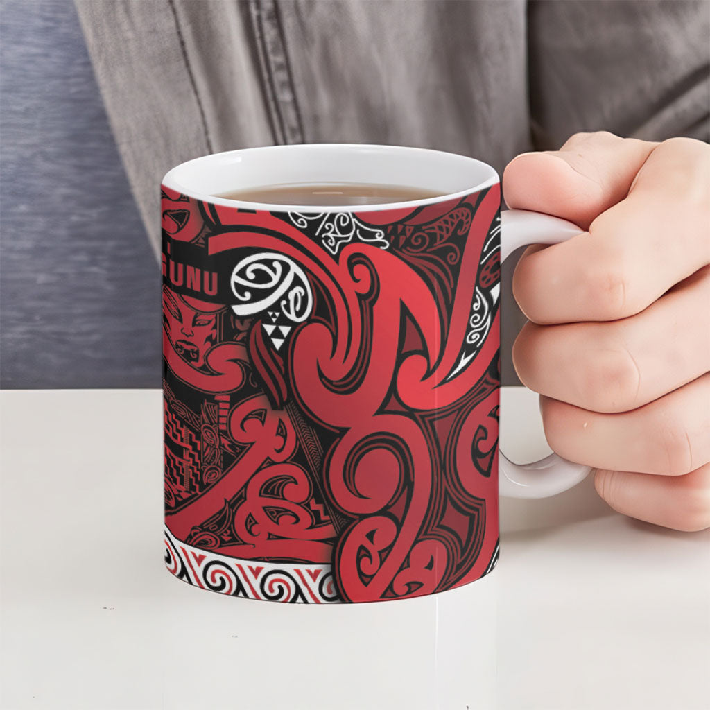 Aotearoa Iwi Ngati Kahungunu Ceramic Mug Maori Wharenui House Tribal Pattern LT9 - Polynesian Pride