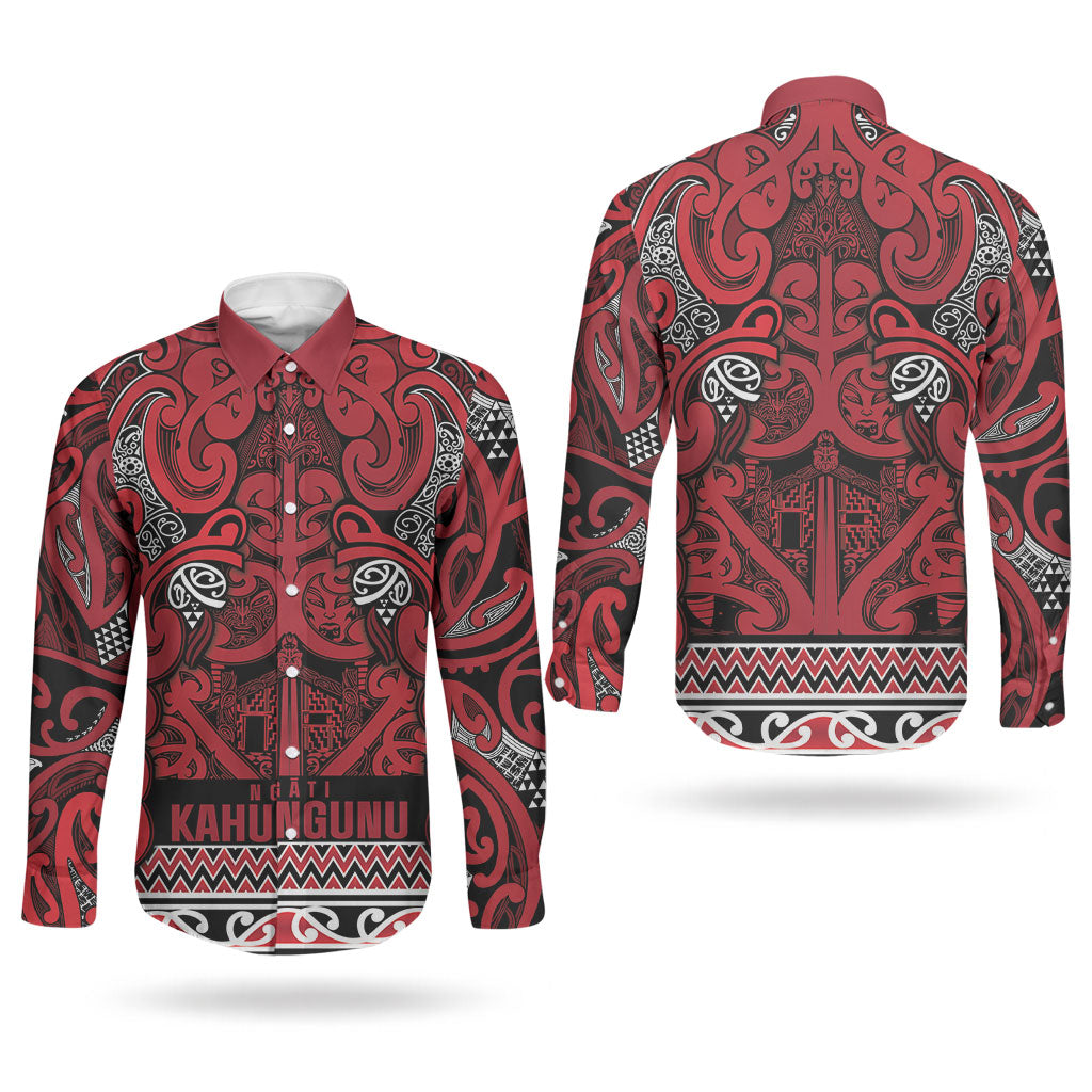 Aotearoa Iwi Ngati Kahungunu Couples Matching Mermaid Dress and Long Sleeve Button Shirt Maori Wharenui House Tribal Pattern LT9 - Polynesian Pride