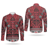 Aotearoa Iwi Ngati Kahungunu Couples Matching Off Shoulder Maxi Dress and Long Sleeve Button Shirt Maori Wharenui House Tribal Pattern LT9 - Polynesian Pride