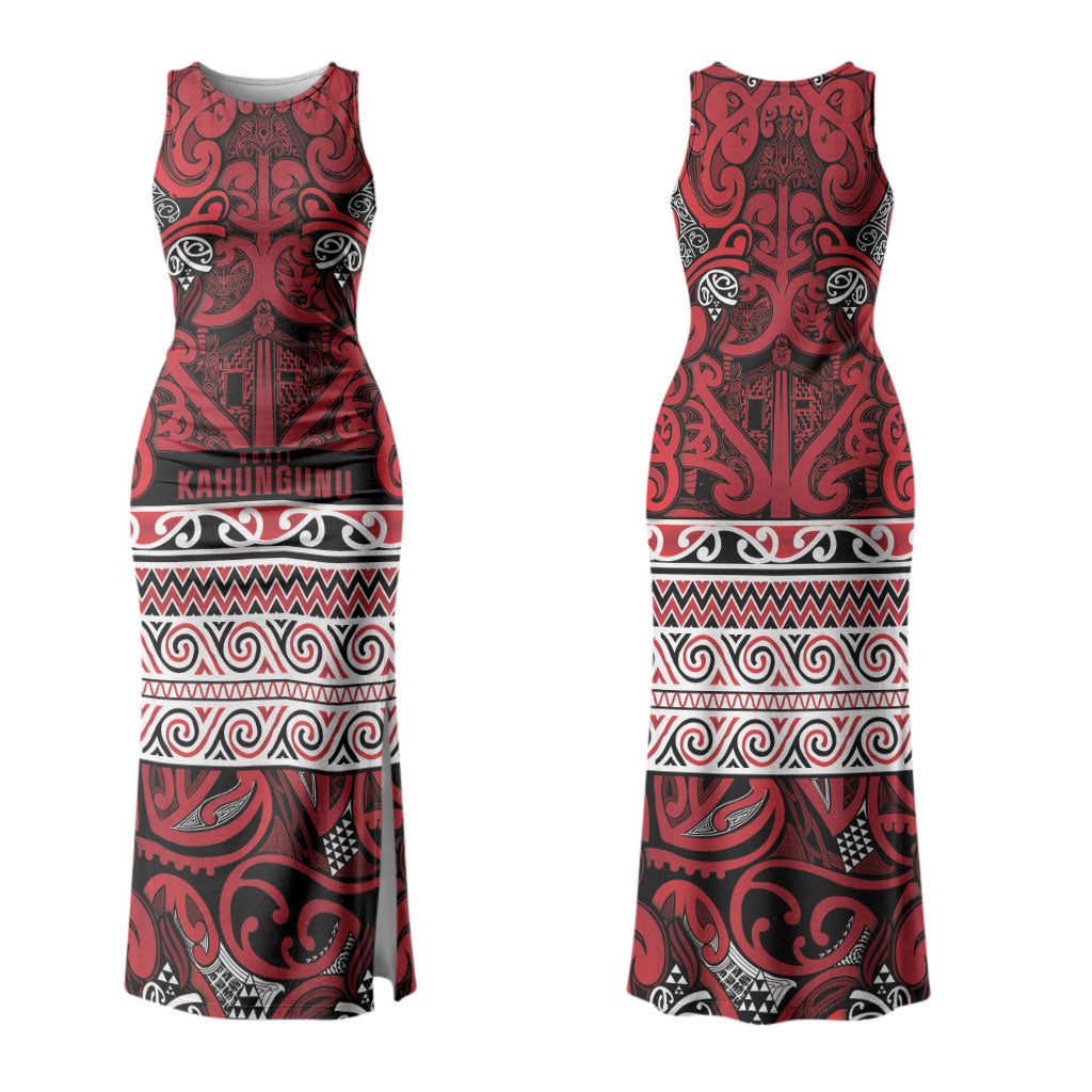 Aotearoa Iwi Ngati Kahungunu Couples Matching Tank Maxi Dress and Long Sleeve Button Shirt Maori Wharenui House Tribal Pattern LT9 - Polynesian Pride