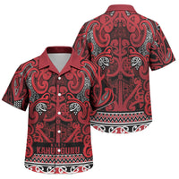 Aotearoa Iwi Ngati Kahungunu Family Matching Summer Maxi Dress and Hawaiian Shirt Maori Wharenui House Tribal Pattern LT9 Son's Shirt Dark red - Polynesian Pride