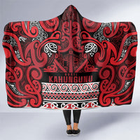 Aotearoa Iwi Ngati Kahungunu Hooded Blanket Maori Wharenui House Tribal Pattern LT9 One Size Dark red - Polynesian Pride