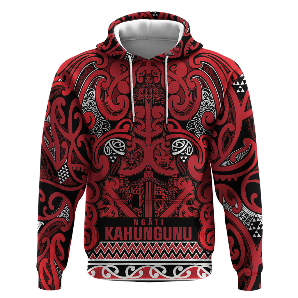 Aotearoa Iwi Ngati Kahungunu Hoodie Maori Wharenui House Tribal Pattern LT9 Pullover Hoodie Dark red - Polynesian Pride