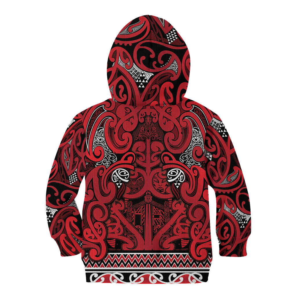 Aotearoa Iwi Ngati Kahungunu Kid Hoodie Maori Wharenui House Tribal Pattern LT9 - Polynesian Pride