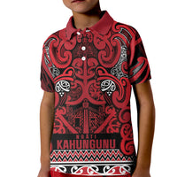 Aotearoa Iwi Ngati Kahungunu Kid Polo Shirt Maori Wharenui House Tribal Pattern LT9 Kid Dark red - Polynesian Pride