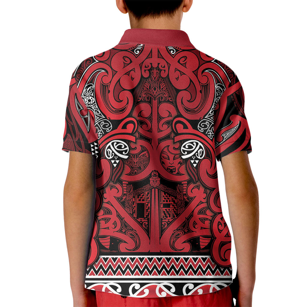 Aotearoa Iwi Ngati Kahungunu Kid Polo Shirt Maori Wharenui House Tribal Pattern LT9 - Polynesian Pride