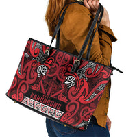 Aotearoa Iwi Ngati Kahungunu Leather Tote Bag Maori Wharenui House Tribal Pattern LT9 - Polynesian Pride