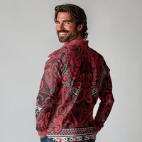 Aotearoa Iwi Ngati Kahungunu Long Sleeve Polo Shirt Maori Wharenui House Tribal Pattern LT9 - Polynesian Pride