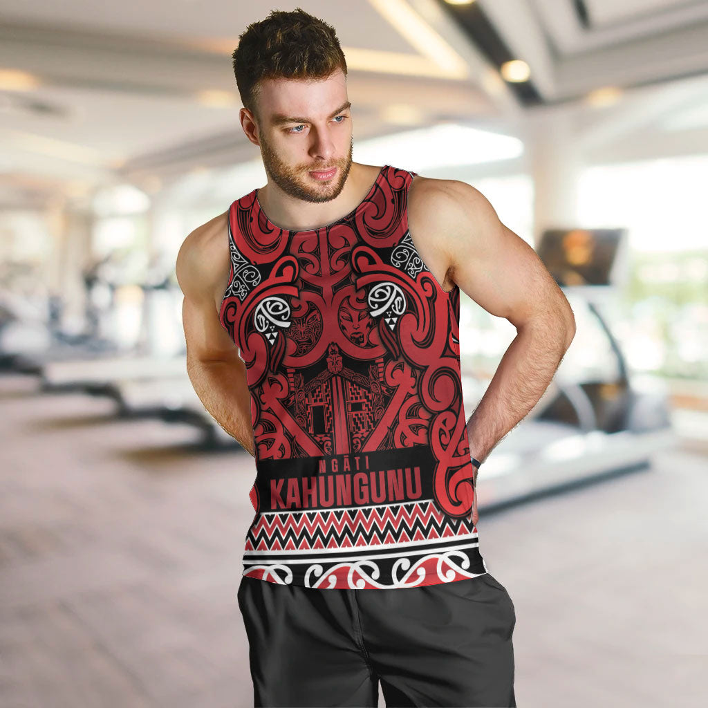 Aotearoa Iwi Ngati Kahungunu Men Tank Top Maori Wharenui House Tribal Pattern LT9 Dark red - Polynesian Pride