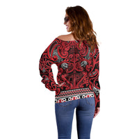 Aotearoa Iwi Ngati Kahungunu Off Shoulder Sweater Maori Wharenui House Tribal Pattern LT9 - Polynesian Pride