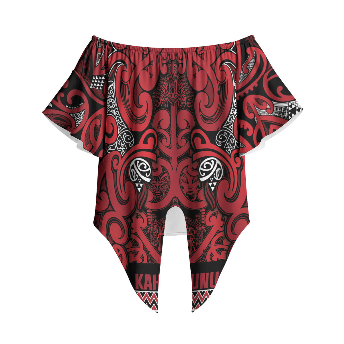 Aotearoa Iwi Ngati Kahungunu Off Shoulder Wrap Waist Top Maori Wharenui House Tribal Pattern LT9 - Polynesian Pride