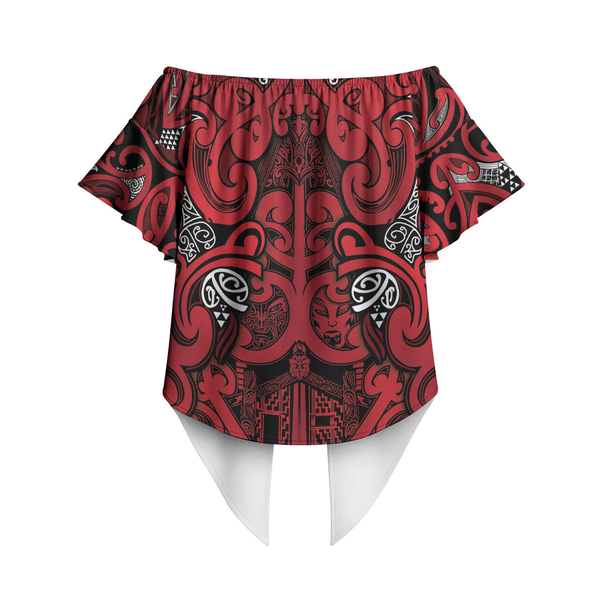 Aotearoa Iwi Ngati Kahungunu Off Shoulder Wrap Waist Top Maori Wharenui House Tribal Pattern LT9 - Polynesian Pride