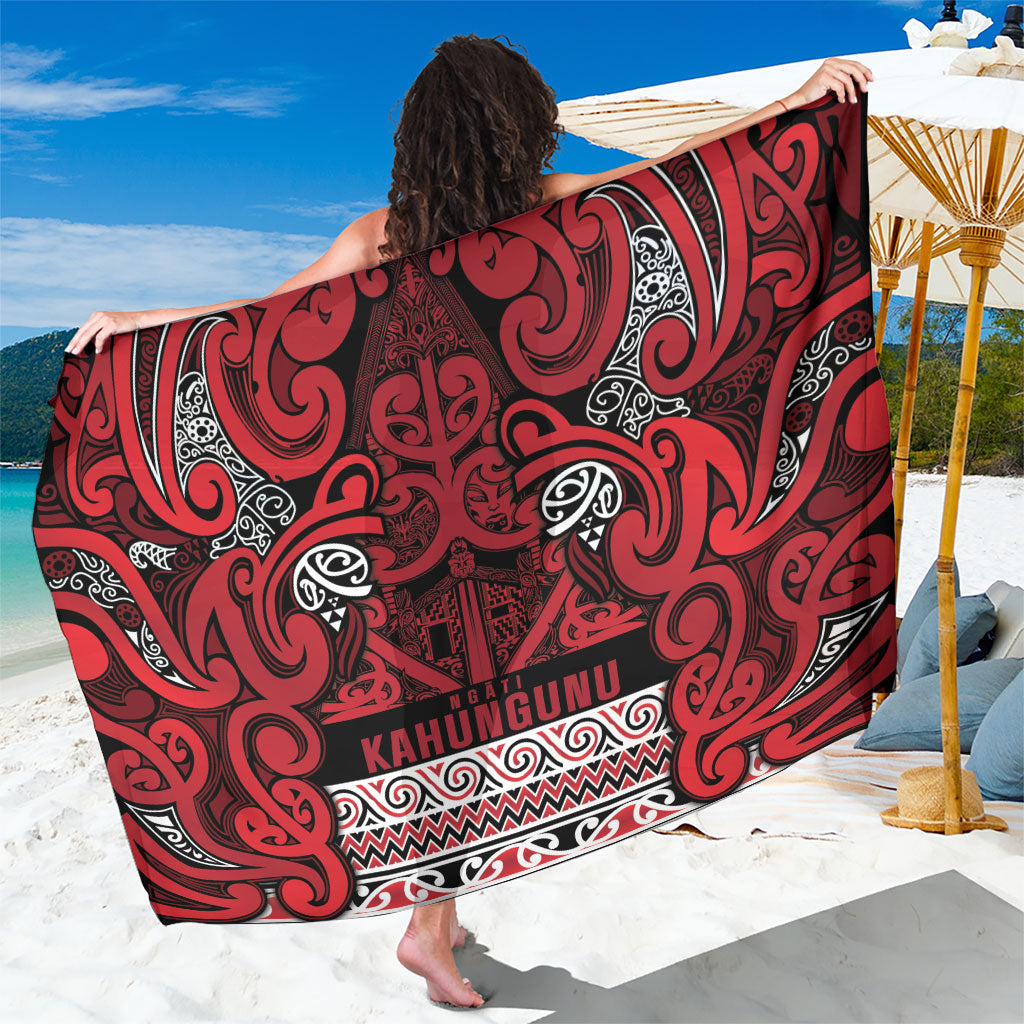 Aotearoa Iwi Ngati Kahungunu Sarong Maori Wharenui House Tribal Pattern LT9 One Size 44 x 66 inches Dark red - Polynesian Pride
