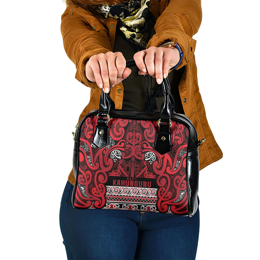 Aotearoa Iwi Ngati Kahungunu Shoulder Handbag Maori Wharenui House Tribal Pattern LT9 One Size Dark red - Polynesian Pride