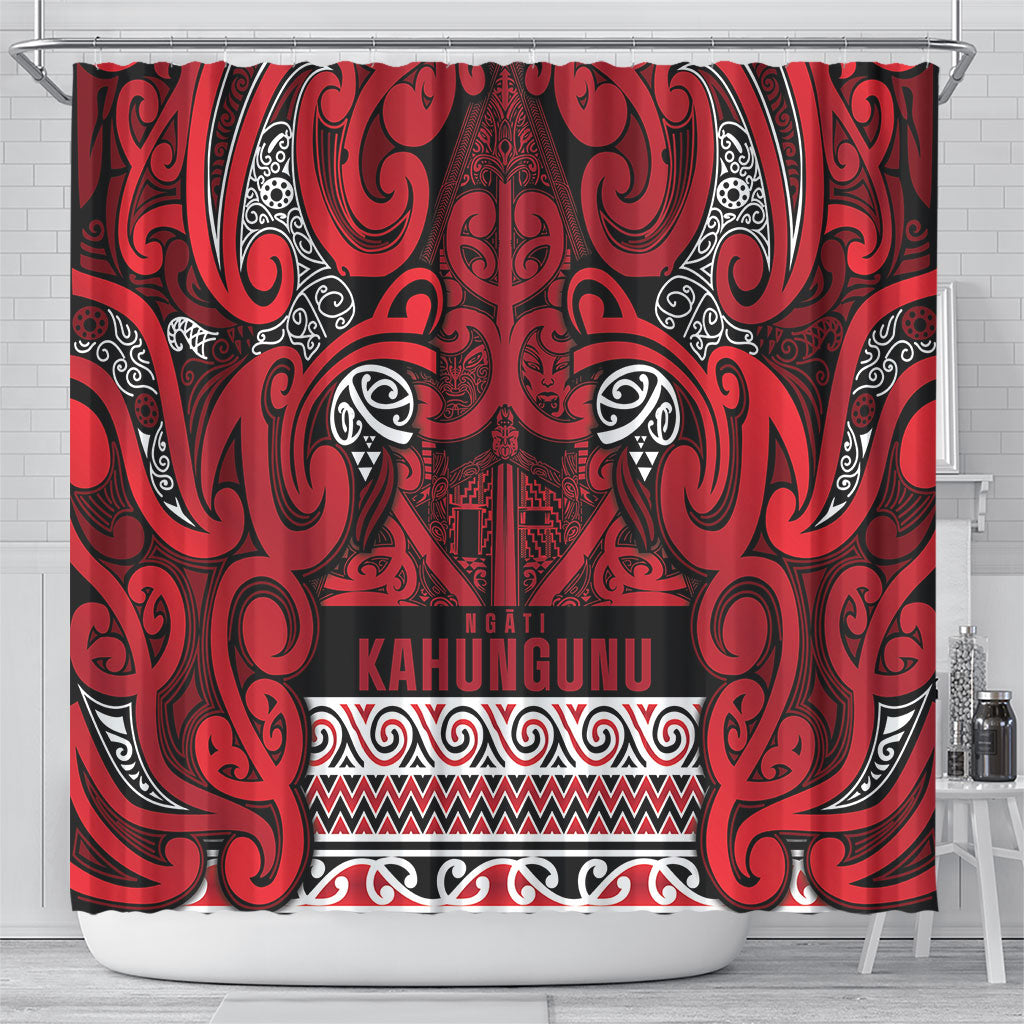 Aotearoa Iwi Ngati Kahungunu Shower Curtain Maori Wharenui House Tribal Pattern LT9 - Polynesian Pride