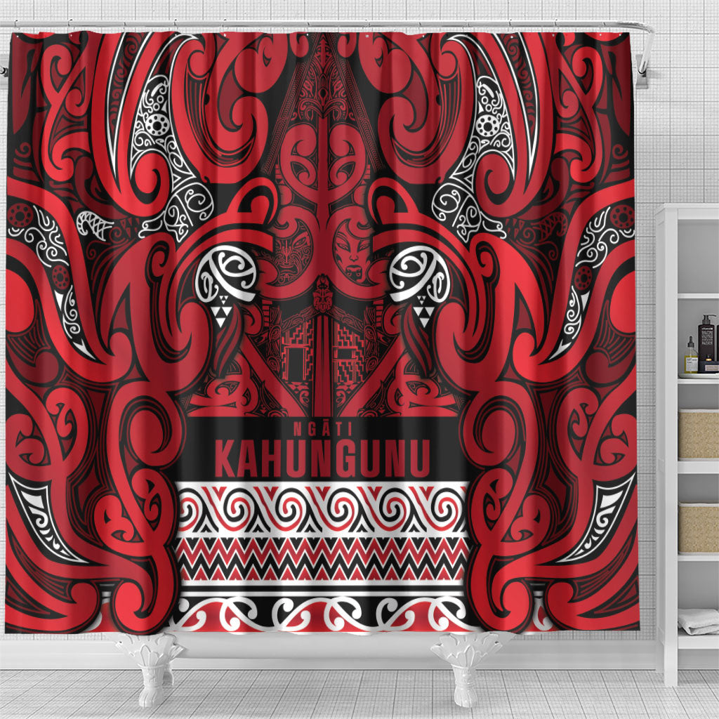 Aotearoa Iwi Ngati Kahungunu Shower Curtain Maori Wharenui House Tribal Pattern LT9 - Polynesian Pride