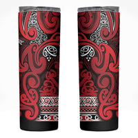 Aotearoa Iwi Ngati Kahungunu Skinny Tumbler Maori Wharenui House Tribal Pattern LT9 Dark red - Polynesian Pride