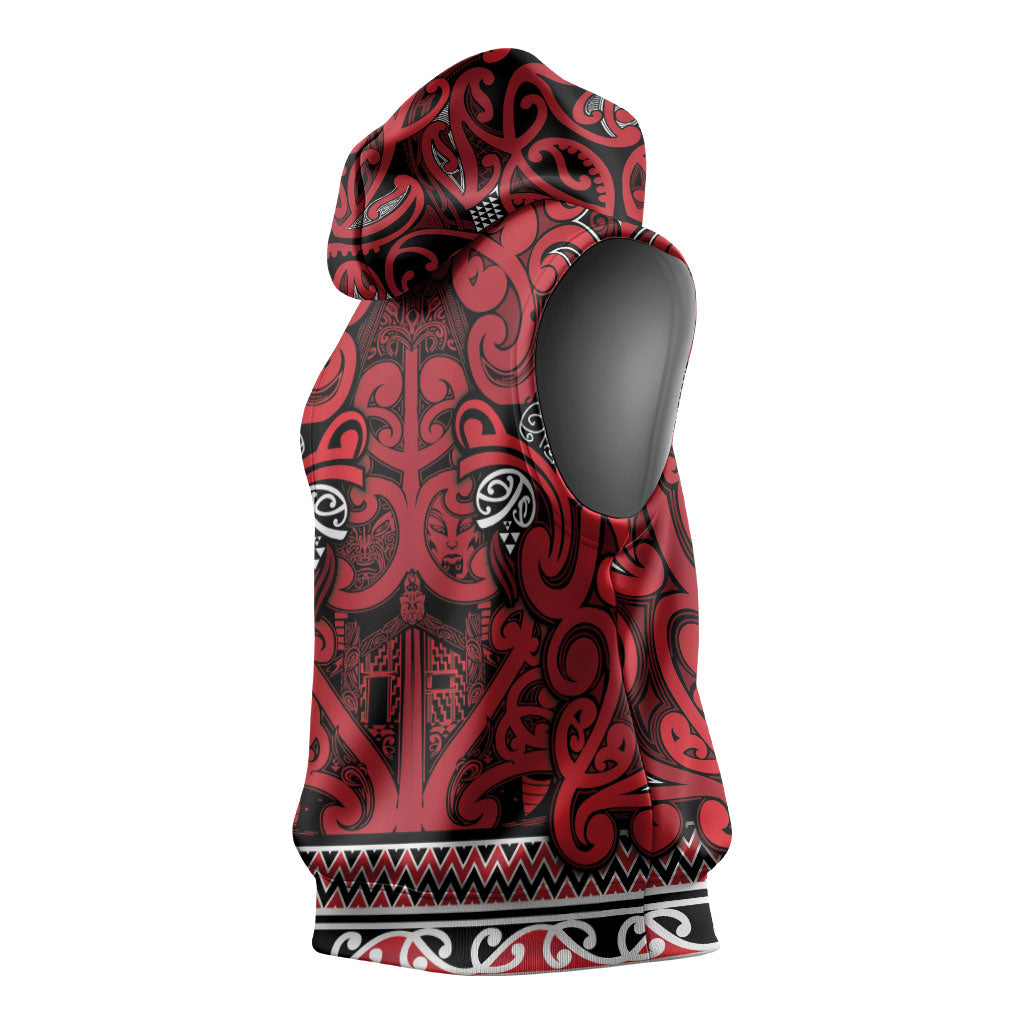 Aotearoa Iwi Ngati Kahungunu Sleeveless Hoodie Maori Wharenui House Tribal Pattern LT9 - Polynesian Pride