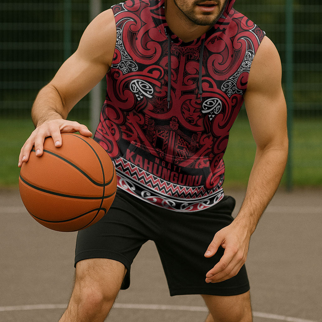 Aotearoa Iwi Ngati Kahungunu Sleeveless Hoodie Maori Wharenui House Tribal Pattern LT9 - Polynesian Pride