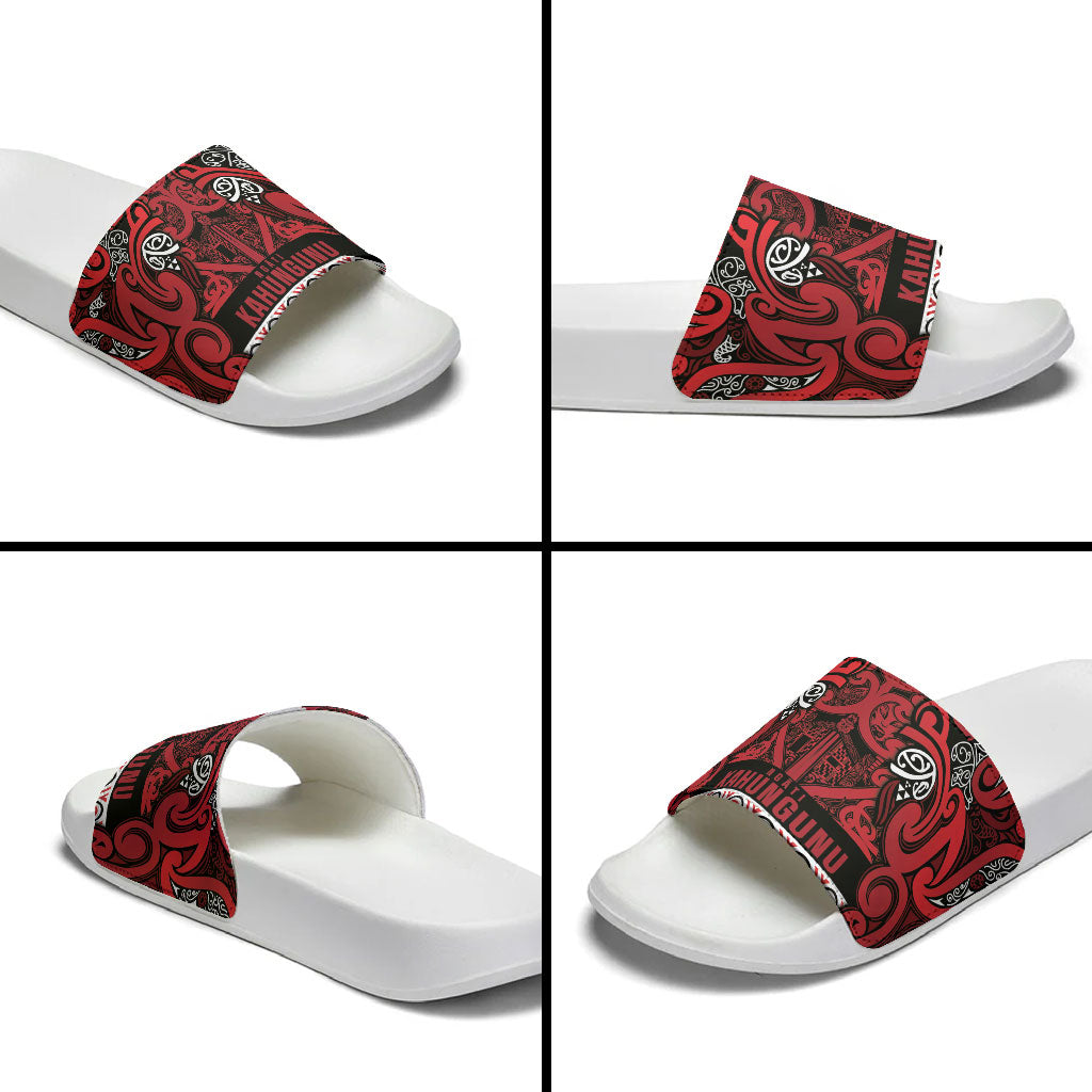 Aotearoa Iwi Ngati Kahungunu Slide Sandals Maori Wharenui House Tribal Pattern LT9 - Polynesian Pride