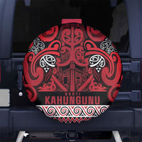 Aotearoa Iwi Ngati Kahungunu Spare Tire Cover Maori Wharenui House Tribal Pattern LT9 No hole Dark red - Polynesian Pride