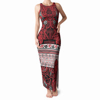 Aotearoa Iwi Ngati Kahungunu Tank Maxi Dress Maori Wharenui House Tribal Pattern LT9 Women Dark red - Polynesian Pride