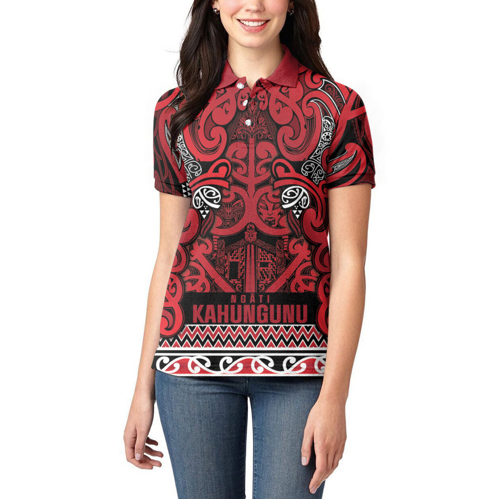 Aotearoa Iwi Ngati Kahungunu Women Polo Shirt Maori Wharenui House Tribal Pattern LT9 - Polynesian Pride