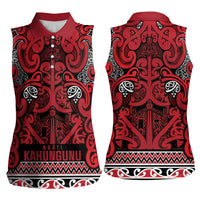 Aotearoa Iwi Ngati Kahungunu Women Sleeveless Polo Shirt Maori Wharenui House Tribal Pattern LT9 - Polynesian Pride