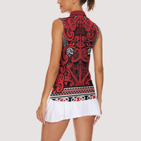 Aotearoa Iwi Ngati Kahungunu Women Sleeveless Polo Shirt Maori Wharenui House Tribal Pattern LT9 - Polynesian Pride