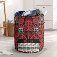 Aotearoa Iwi Tuhoe Laundry Basket Maori Wharenui House Tribal Pattern LT9 Green Red - Polynesian Pride