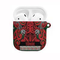 Aotearoa Iwi Tuhoe AirPods Case Maori Wharenui House Tribal Pattern LT9 Green Red - Polynesian Pride
