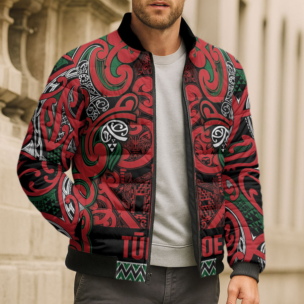 Aotearoa Iwi Tuhoe Bomber Puffer Jacket Maori Wharenui House Tribal Pattern LT9 - Polynesian Pride