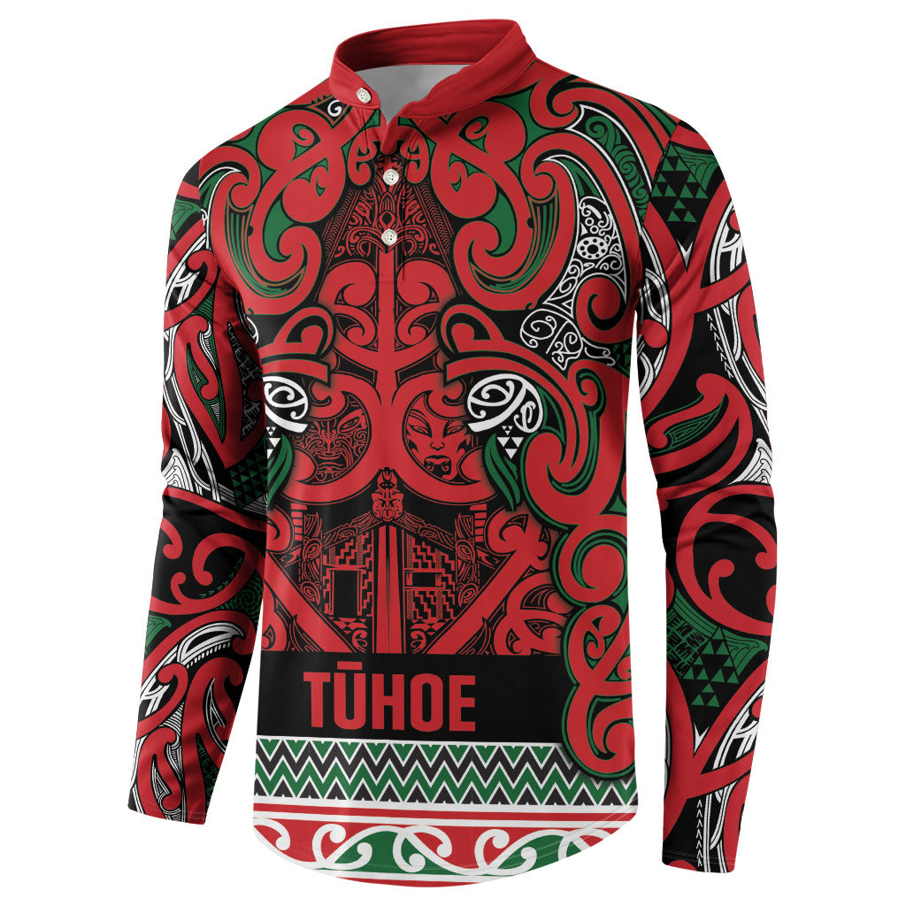 Aotearoa Iwi Tuhoe Button Sweatshirt Maori Wharenui House Tribal Pattern LT9 - Polynesian Pride