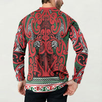 Aotearoa Iwi Tuhoe Button Sweatshirt Maori Wharenui House Tribal Pattern LT9 - Polynesian Pride