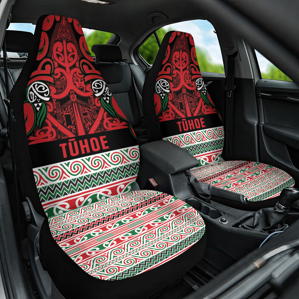 Aotearoa Iwi Tuhoe Car Seat Cover Maori Wharenui House Tribal Pattern LT9 One Size Green Red - Polynesian Pride
