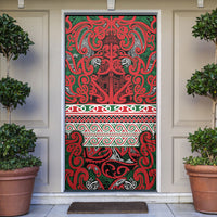 Aotearoa Iwi Tuhoe Door Cover Maori Wharenui House Tribal Pattern LT9 Green Red - Polynesian Pride