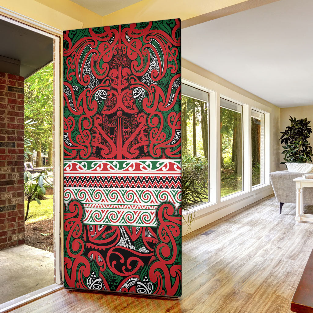 Aotearoa Iwi Tuhoe Door Cover Maori Wharenui House Tribal Pattern LT9 - Polynesian Pride