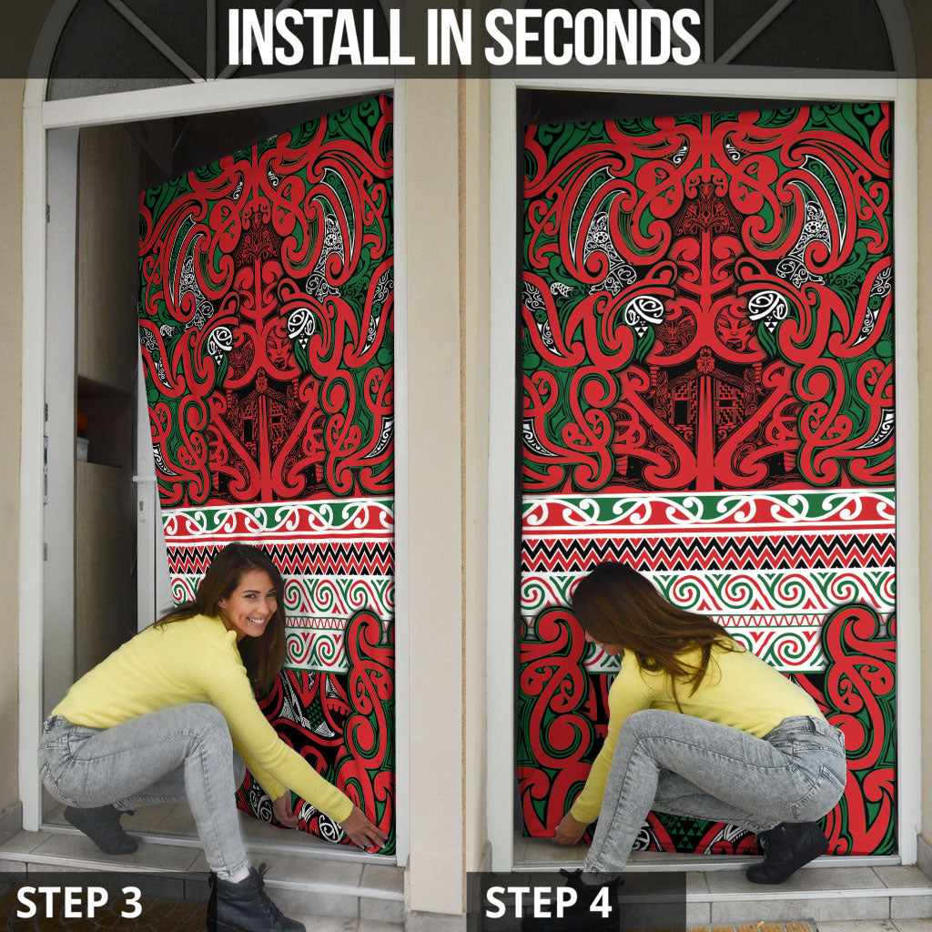 Aotearoa Iwi Tuhoe Door Cover Maori Wharenui House Tribal Pattern LT9 - Polynesian Pride