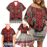 Aotearoa Iwi Tuhoe Family Matching Off Shoulder Short Dress and Hawaiian Shirt Maori Wharenui House Tribal Pattern LT9 - Polynesian Pride