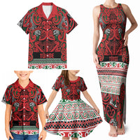 Aotearoa Iwi Tuhoe Family Matching Tank Maxi Dress and Hawaiian Shirt Maori Wharenui House Tribal Pattern LT9 - Polynesian Pride