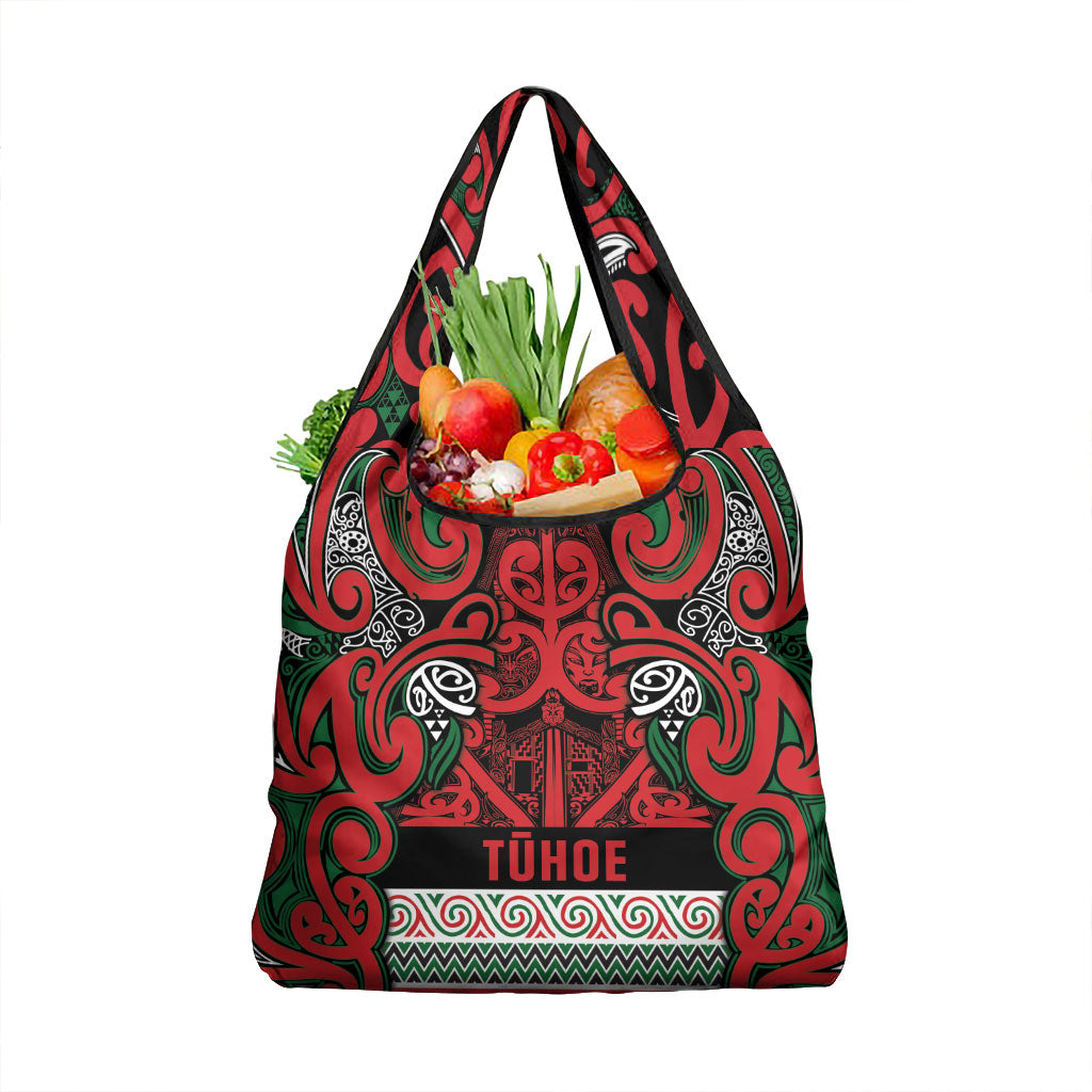 Aotearoa Iwi Tuhoe Grocery Bag Maori Wharenui House Tribal Pattern LT9 1-pack One Size Green Red - Polynesian Pride