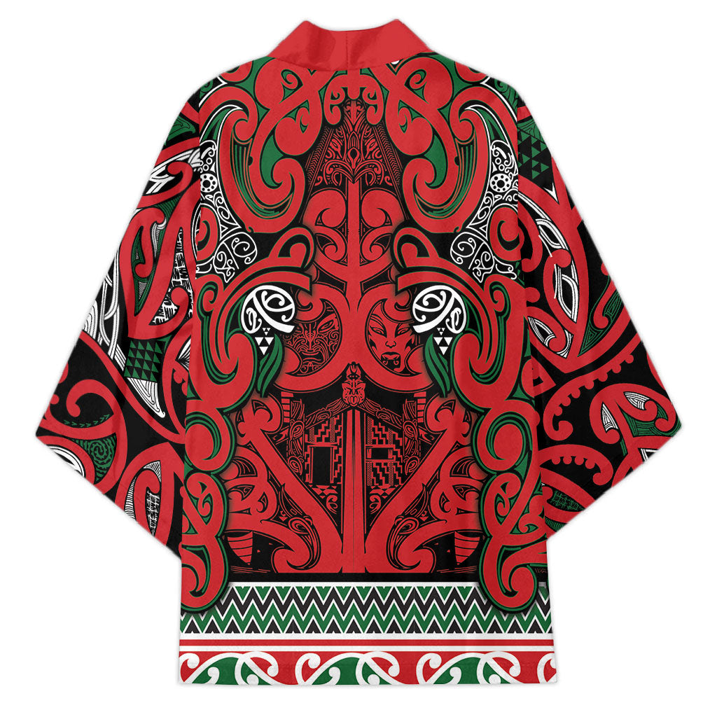 Aotearoa Iwi Tuhoe Kimono Maori Wharenui House Tribal Pattern LT9 - Polynesian Pride