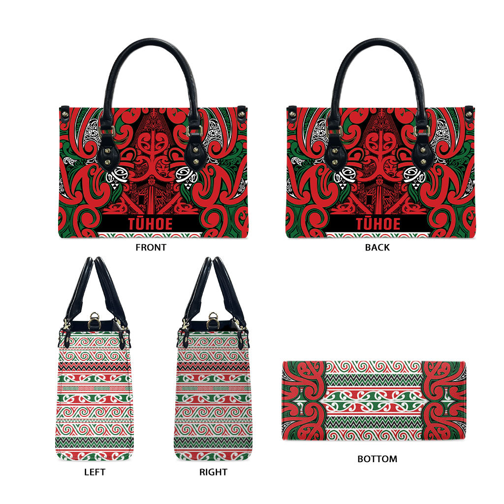 Aotearoa Iwi Tuhoe Leather Bag Maori Wharenui House Tribal Pattern LT9 - Polynesian Pride