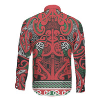 Aotearoa Iwi Tuhoe Long Sleeve Button Shirt Maori Wharenui House Tribal Pattern LT9 - Polynesian Pride