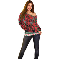 Aotearoa Iwi Tuhoe Off Shoulder Sweater Maori Wharenui House Tribal Pattern LT9 - Polynesian Pride